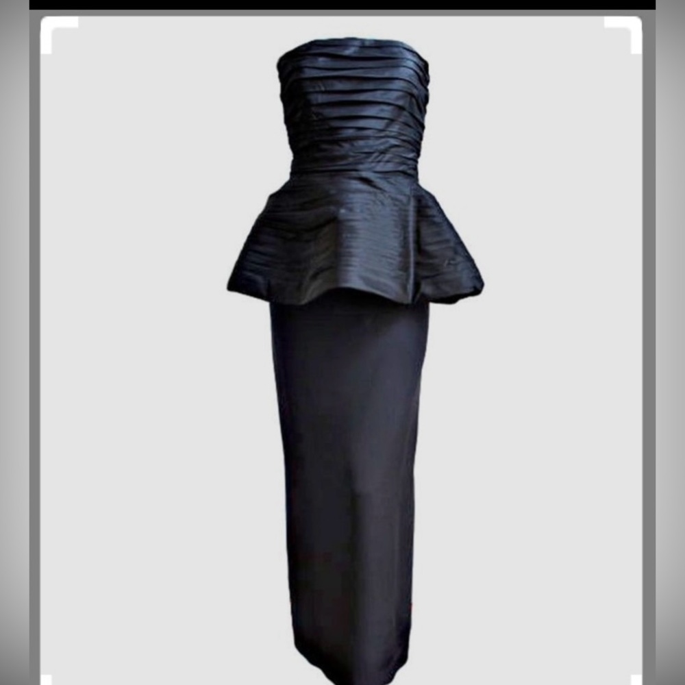 Bill Blass Ruched Peplum Black Gown. Sz 2-4. Mint! Emma Stone 2024 Oscars! - Picture 2 of 11